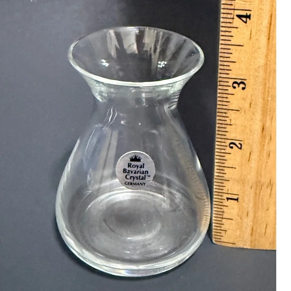 Royal Bavarian Crystal Germany Clear Glass Bud Vase 3.5 Inch Flared Rim Weighted